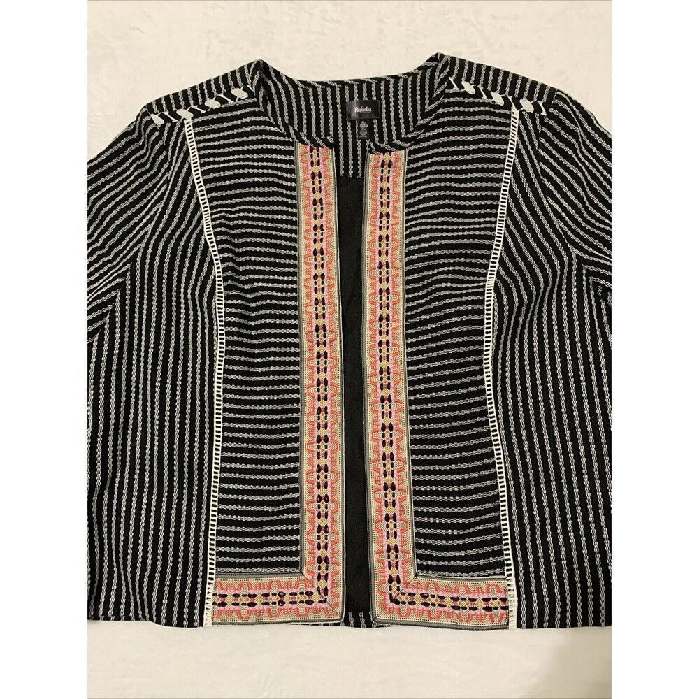 Rafaella Striped Textured Blazer Jacket Women’s XL Black Pink Woven